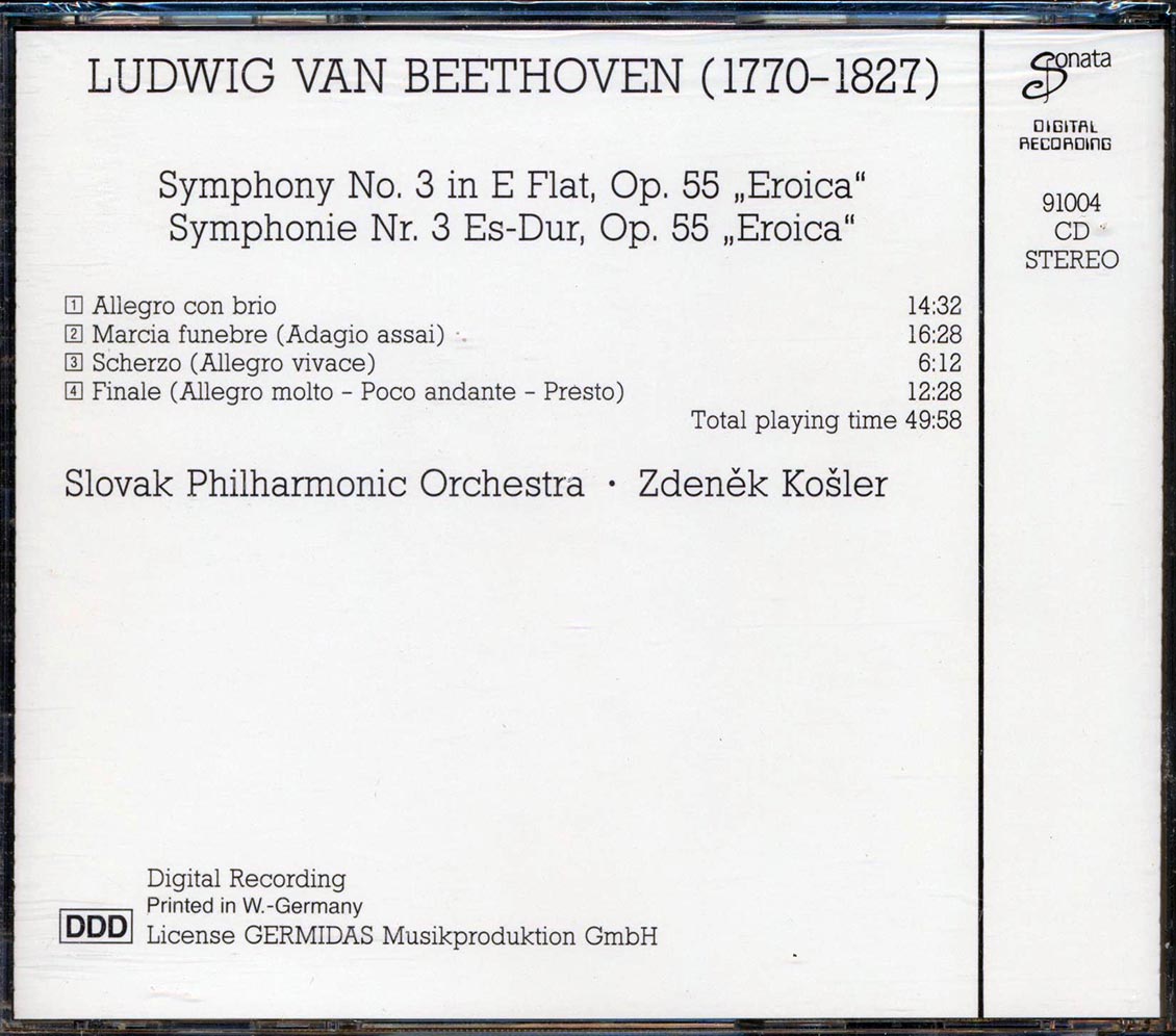 Beethoven - Symphony No. 3 Eroica: Slovak Philharmonic Orchestra, Zdenek Kosler