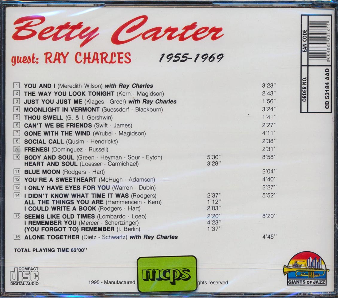 Betty Carter, Ray Charles - Betty Carter, Guest Ray Charles: 1955-1969