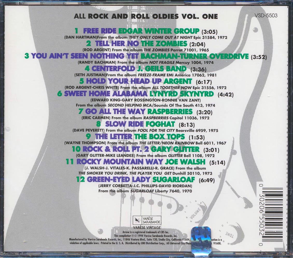 Lynyrd Skynyrd, J Geils Band, Joe Walsh, Bachman Turner Overdrive, Etc. - Arrow 93 FM All Rock & Roll Oldies Volume 1