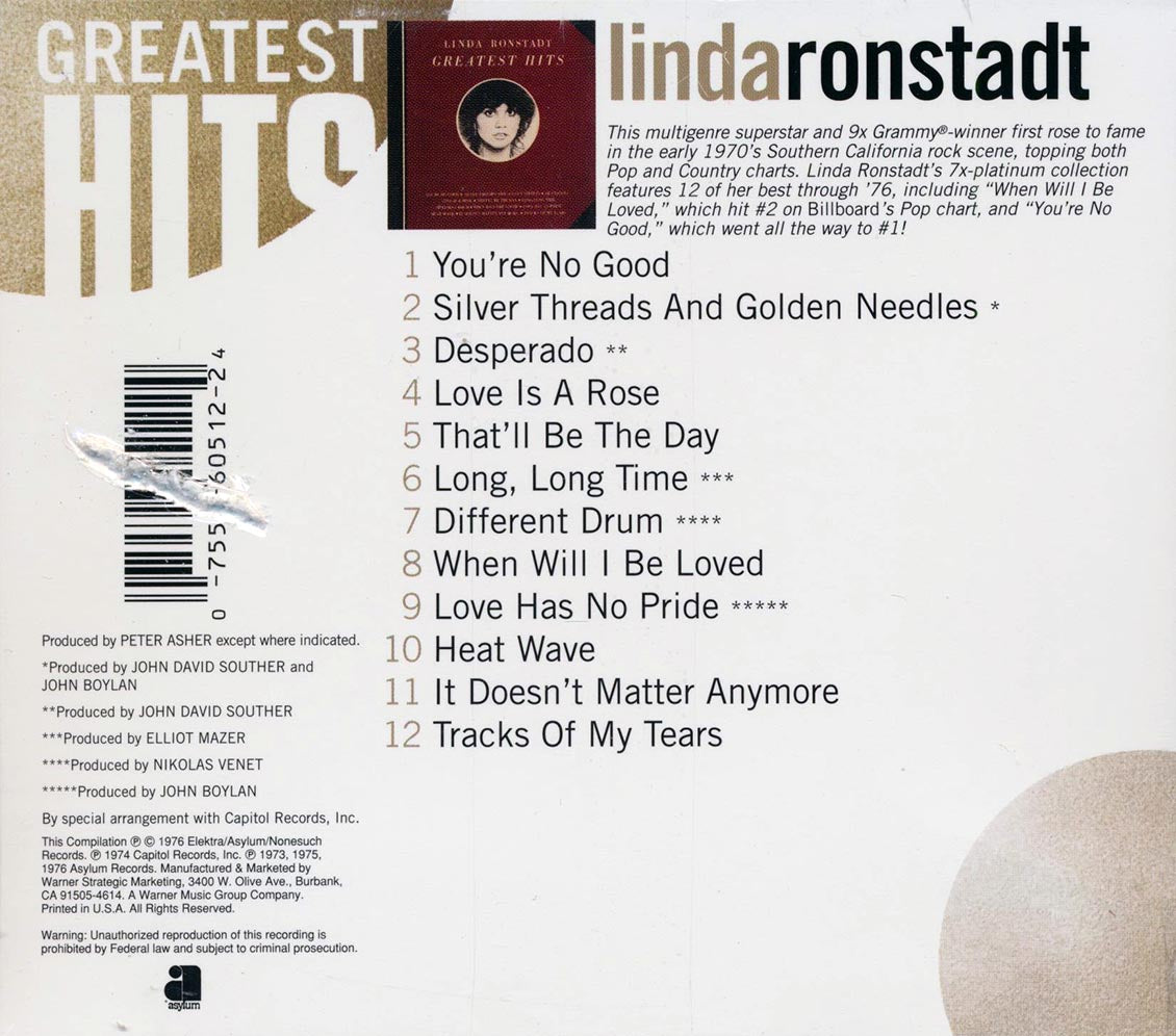 Linda Ronstadt - Greatest Hits (marked/ltd stock)