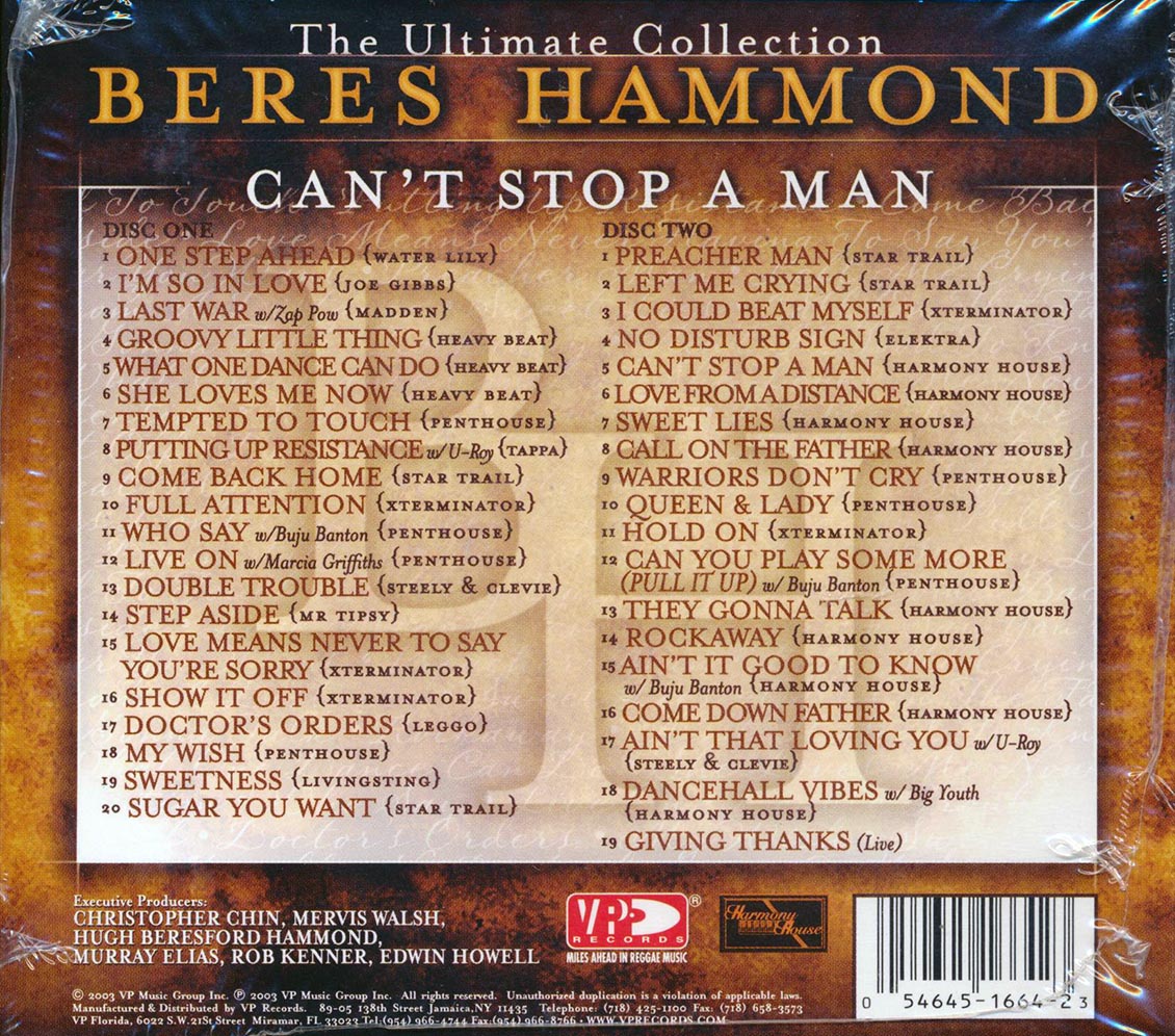 Beres Hammond - Can't Stop A Man: Ultimate Collection (39 tracks) (2xCD)