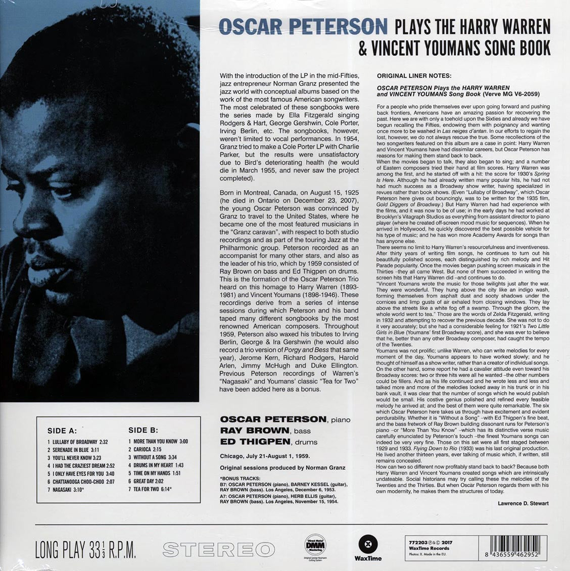 Oscar Peterson - Plays The Harry Warren And Vincent Youmans Song Book (ltd. ed.) (180g) (High-Def VV) (remastered)