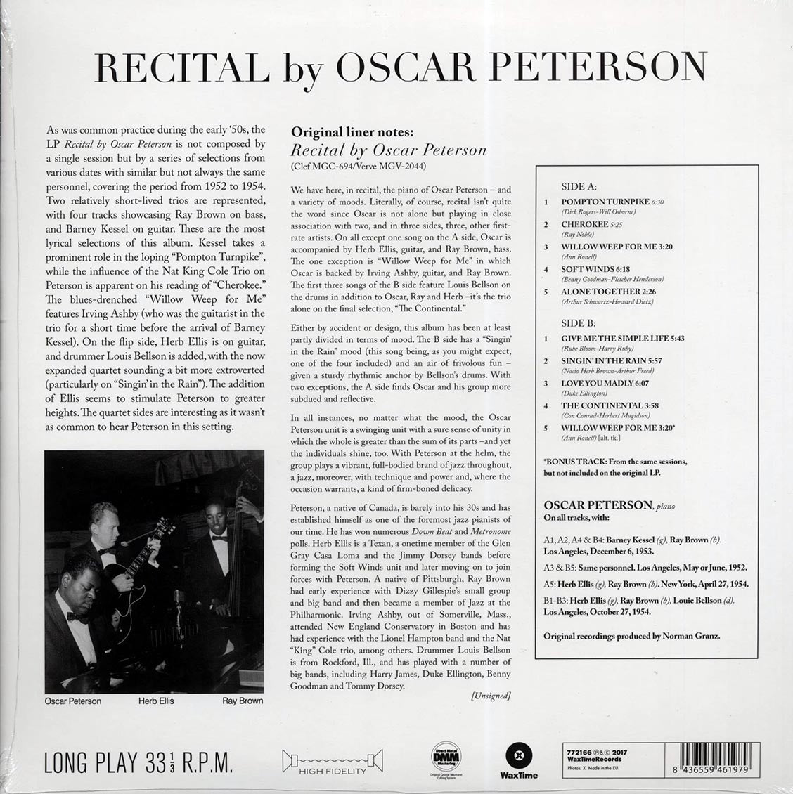 Oscar Peterson - Recital By Oscar Peterson (ltd. ed.) (180g) (High-Def VV) (remastered)