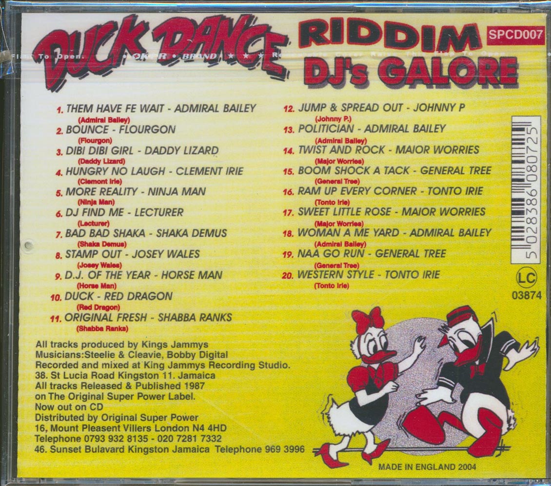 Major Worries, Admiral Bailey, Tonto Irie, Josey Wales, Etc. - Duck Dance Rhythm: DJ's Galore (rhythm: "Duck Dance") (20 tracks)