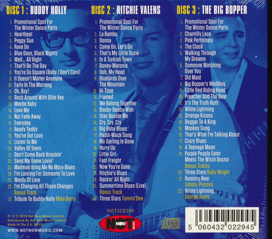 Buddy Holly, Ritchie Valens, The Big Bopper - The Music Never Died (75 tracks) (3xCD) (deluxe 3-fold digipak)