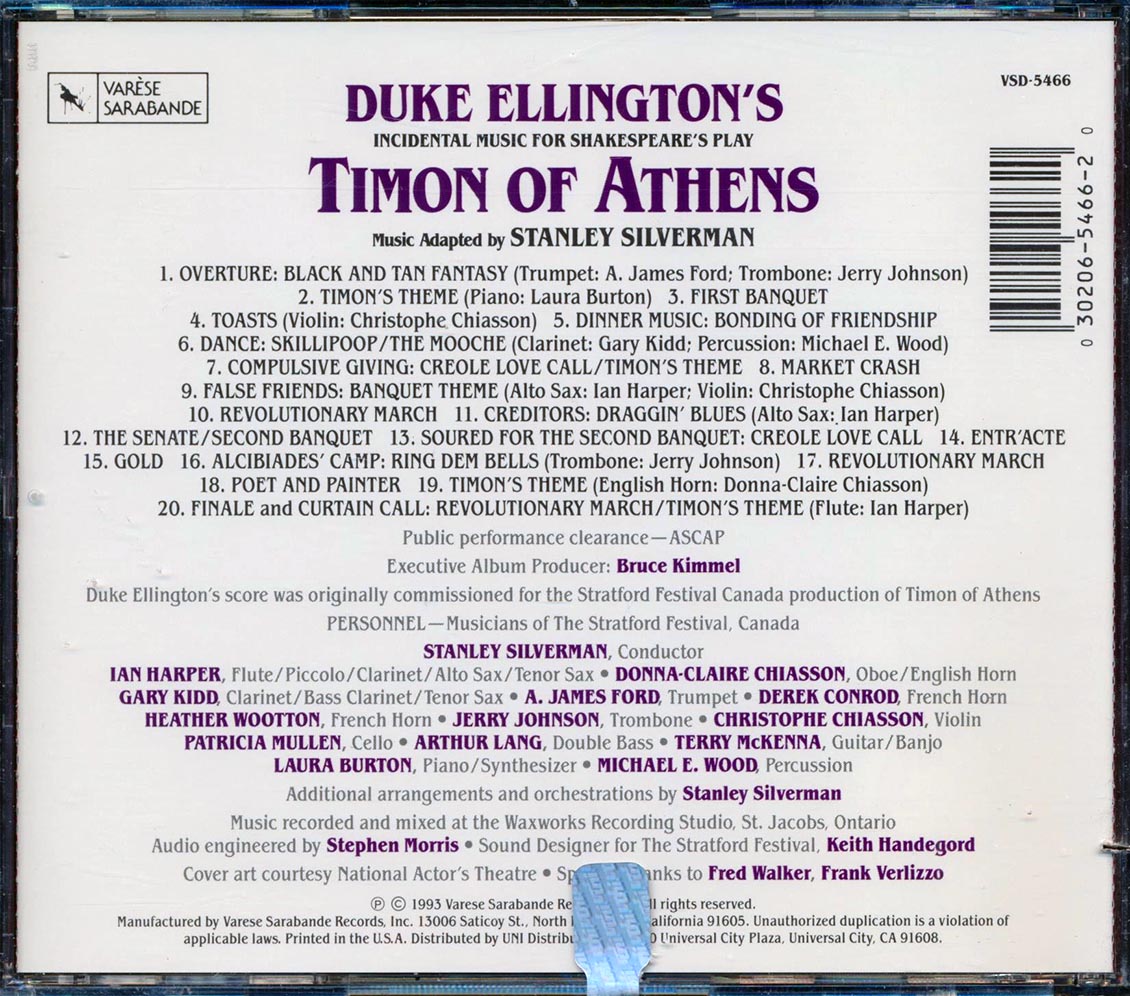 Stanley Silverman - Duke Ellington's Incidental Music For Shakespeare's Play Timon Of Anthens