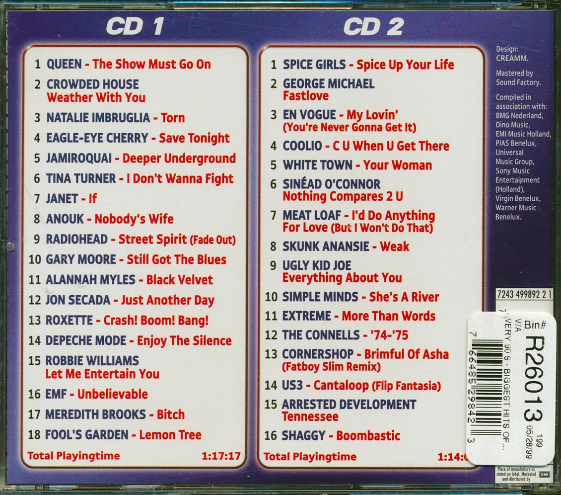Depeche Mode, Queen, Radiohead, Etc. - - Very 90's: The Biggest Hits Of The Past Decade (34 tracks) (2xCD)
