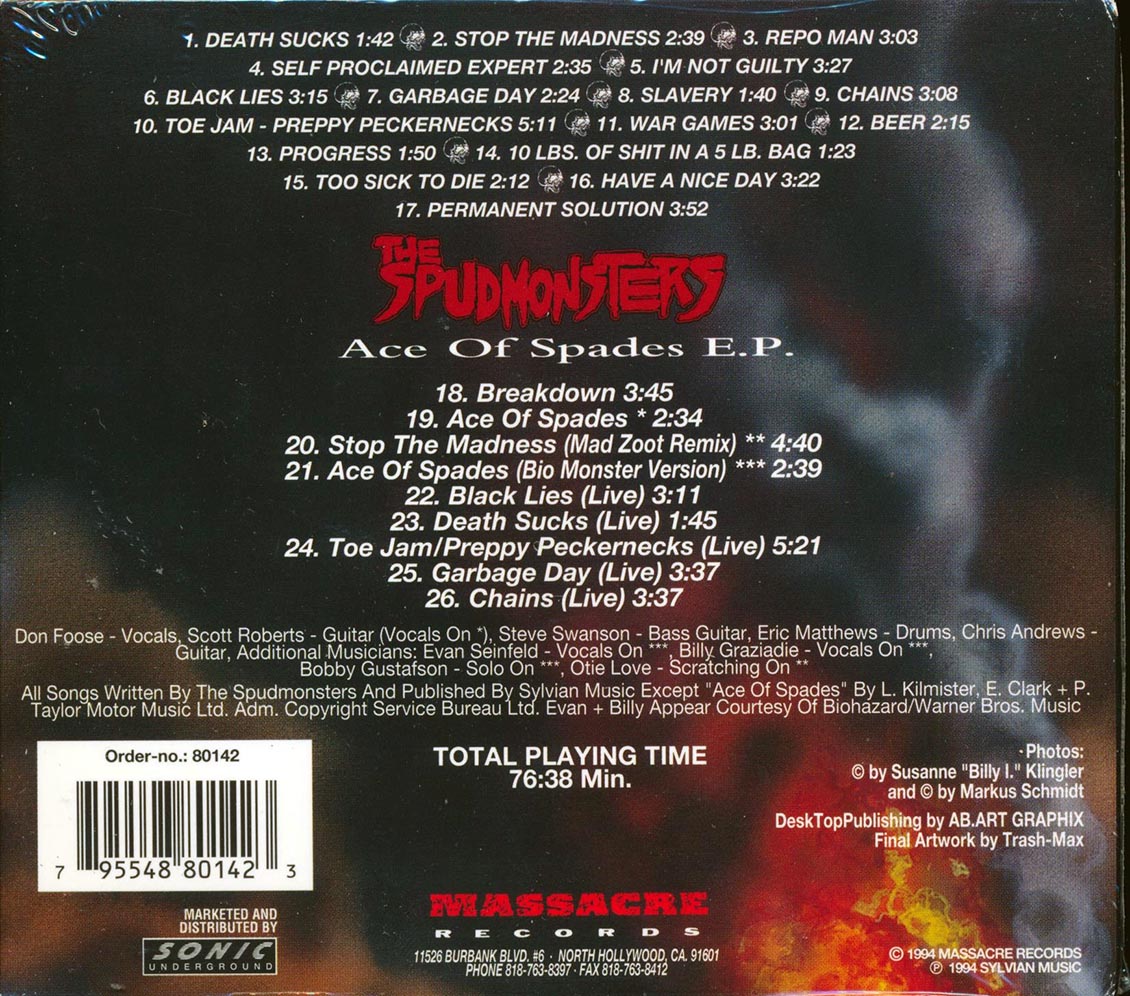 The Spudmonsters - Stop The Madness + Ace Of Spades (2 albums on 1 CD) (26 tracks) (ltd. ed.) (deluxe 3-fold digipak)