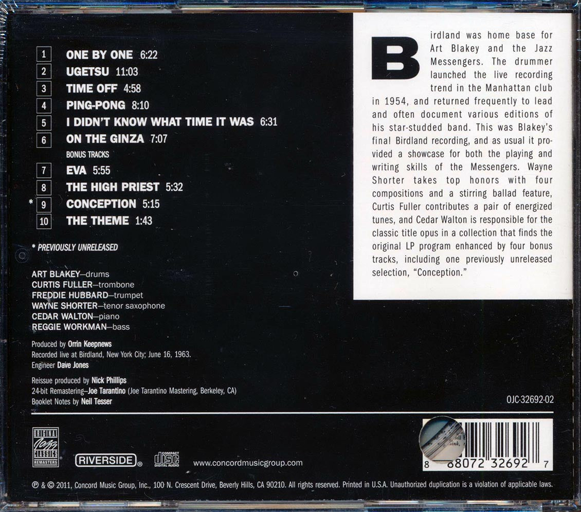 Art Blakey & The Jazz Messengers - Ugetsu: Art Blakey & The Jazz Messengers At Birdland (remastered)