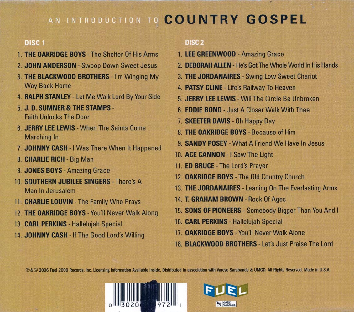 Johnny Cash, Skeeter Davis, Oakridge Boys, Etc. - An Introduction To Country Gospel (32 tracks) (2xCD) (box set) (marked/ltd stock)