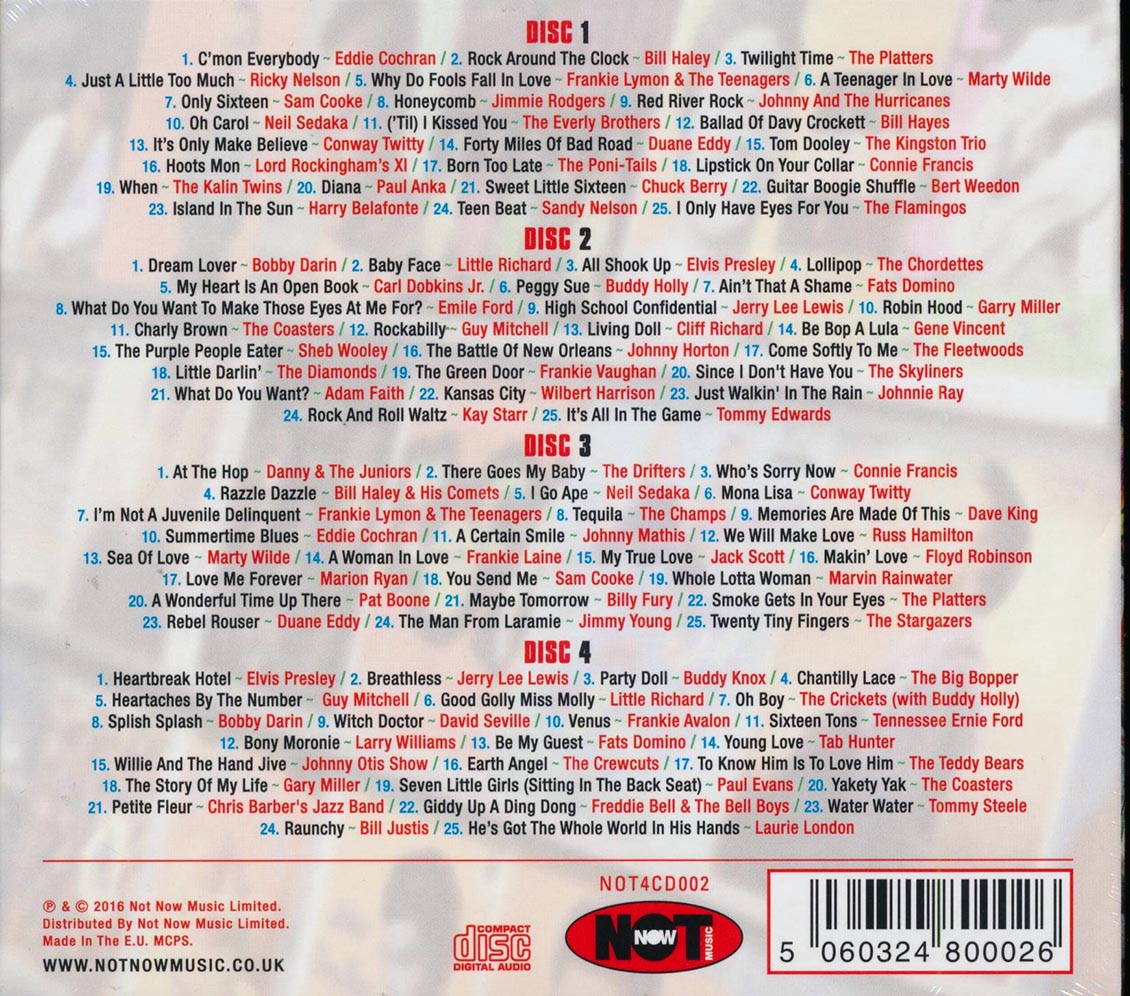 Buddy Holly, Eddie Cochran, Elvis Presley, Chuck Berry, Etc. - 100 Hits Of The '50s (100 tracks) (4xCD) (deluxe 4-fold digipak)