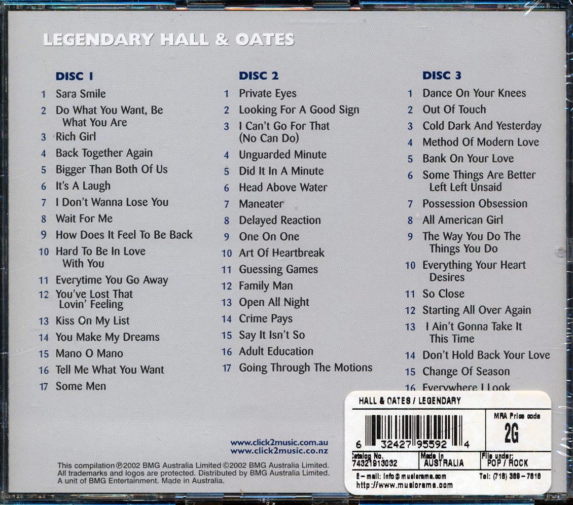 Hall & Oates - Legendary (50 tracks) (3xCD)