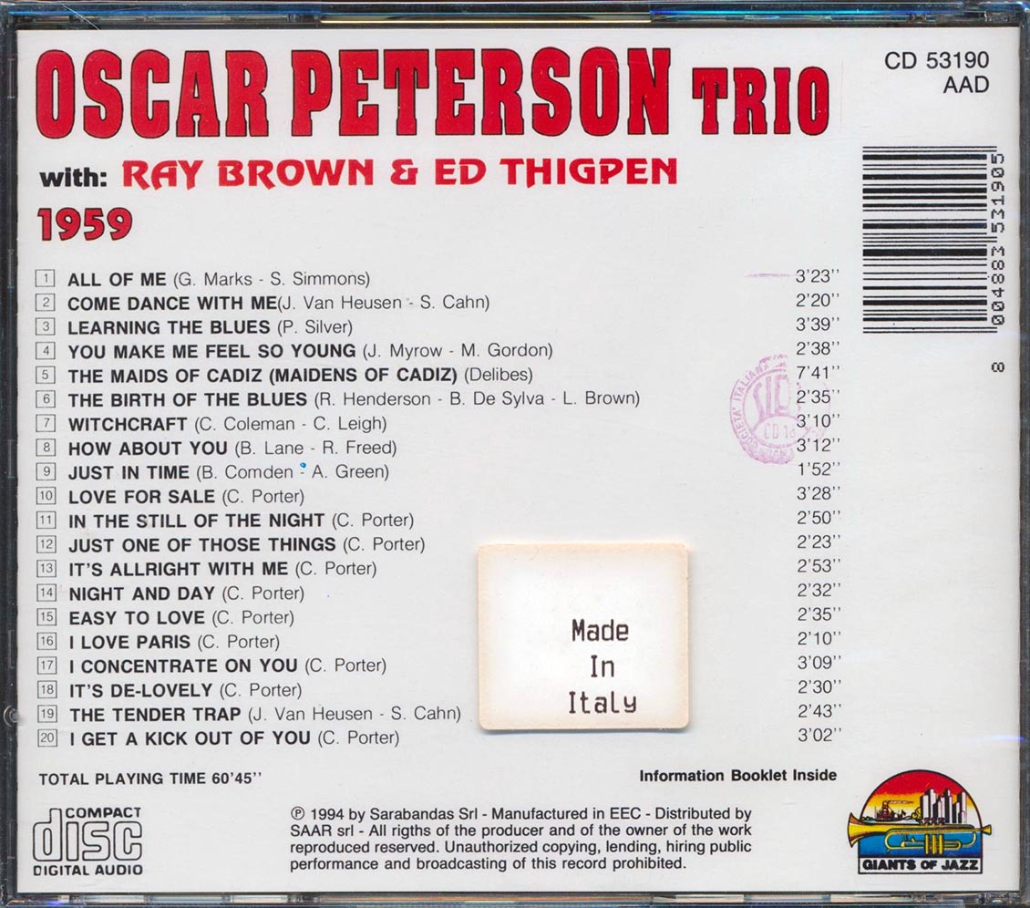 Oscar Peterson Trio - Oscar Peterson Trio: 1959 (20 tracks)