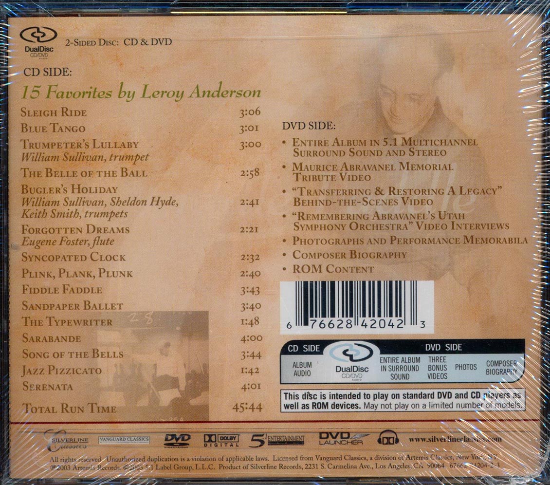 Leroy Anderson - Fiddle Faddle: Maurice Abravanel Conducts The Utah Symphony Orchestra (CD/DVD dualdisc)