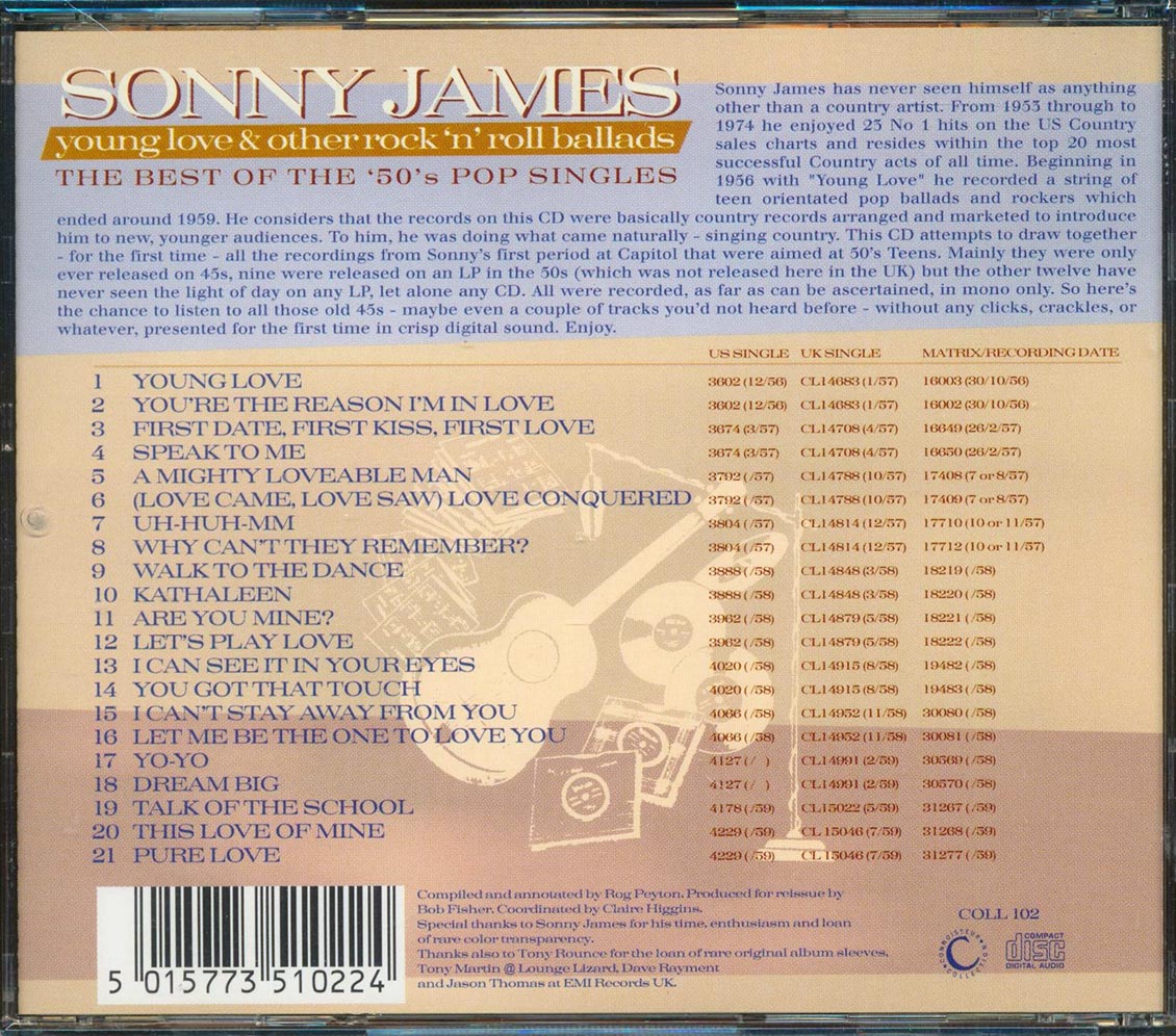 Sonny James - Young Love & Other Rock 'N' Roll Ballads: The Best Of The '50's Pop Singles (21 tracks)