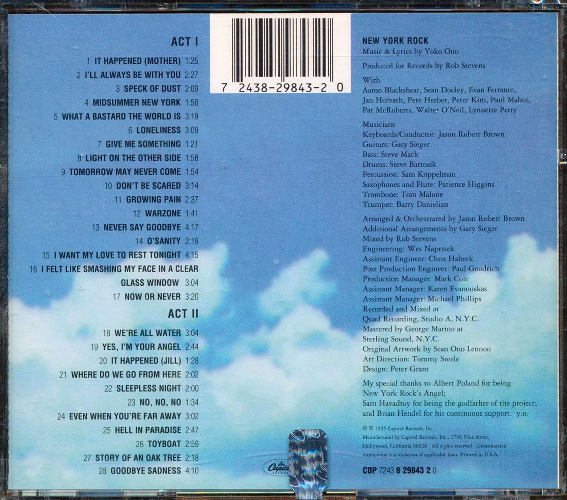 Yoko Ono - New York Rock By Yoko Ono: Original Cast Recording (28 tracks)
