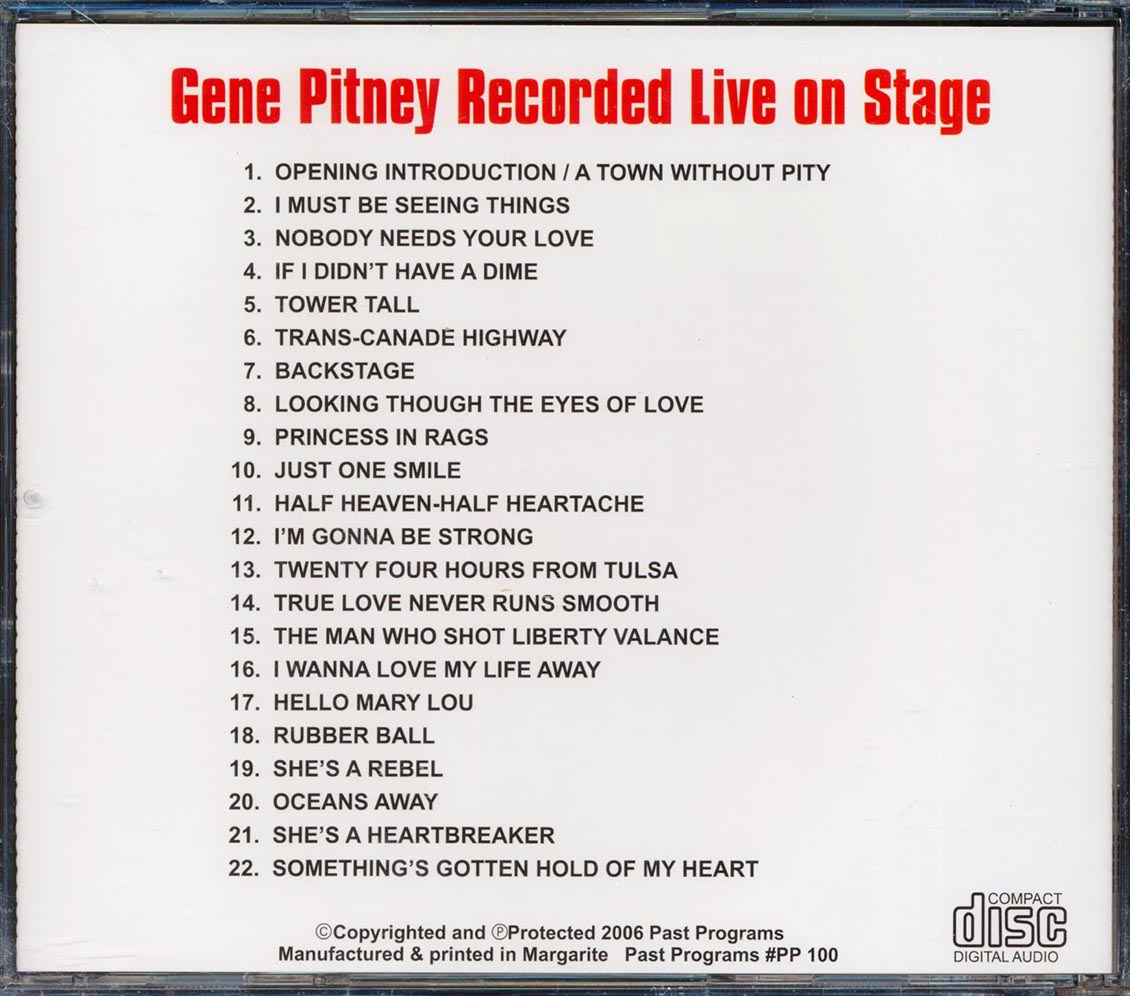 Gene Pitney - Recorded Live On Stage (22 tracks)