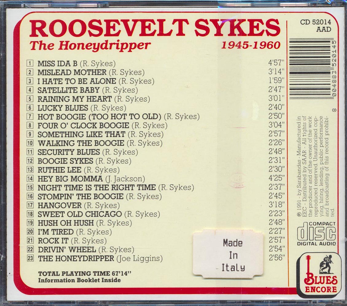 Roosevelt Sykes - The Honeydripper (23 tracks) (incl. large booklet)