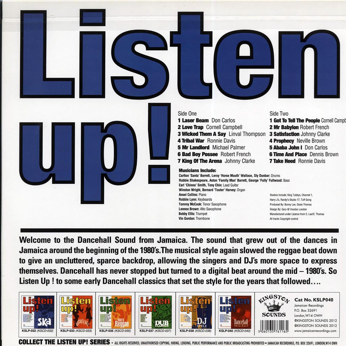 Don Carlos, Linval Thompson, Michael Palmer, Etc. - Listen Up! Dancehall Originals (180g)