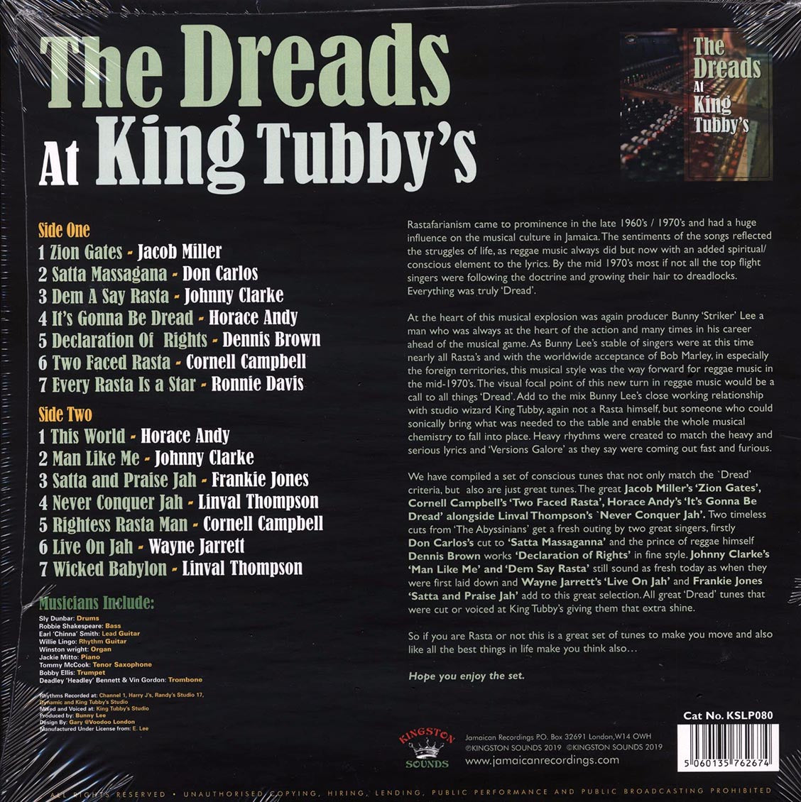 Jacob Miller, Don Carlos, Wayne Jarrett, Linval Thompson, Etc. - The Dreads At King Tubby's (180g)