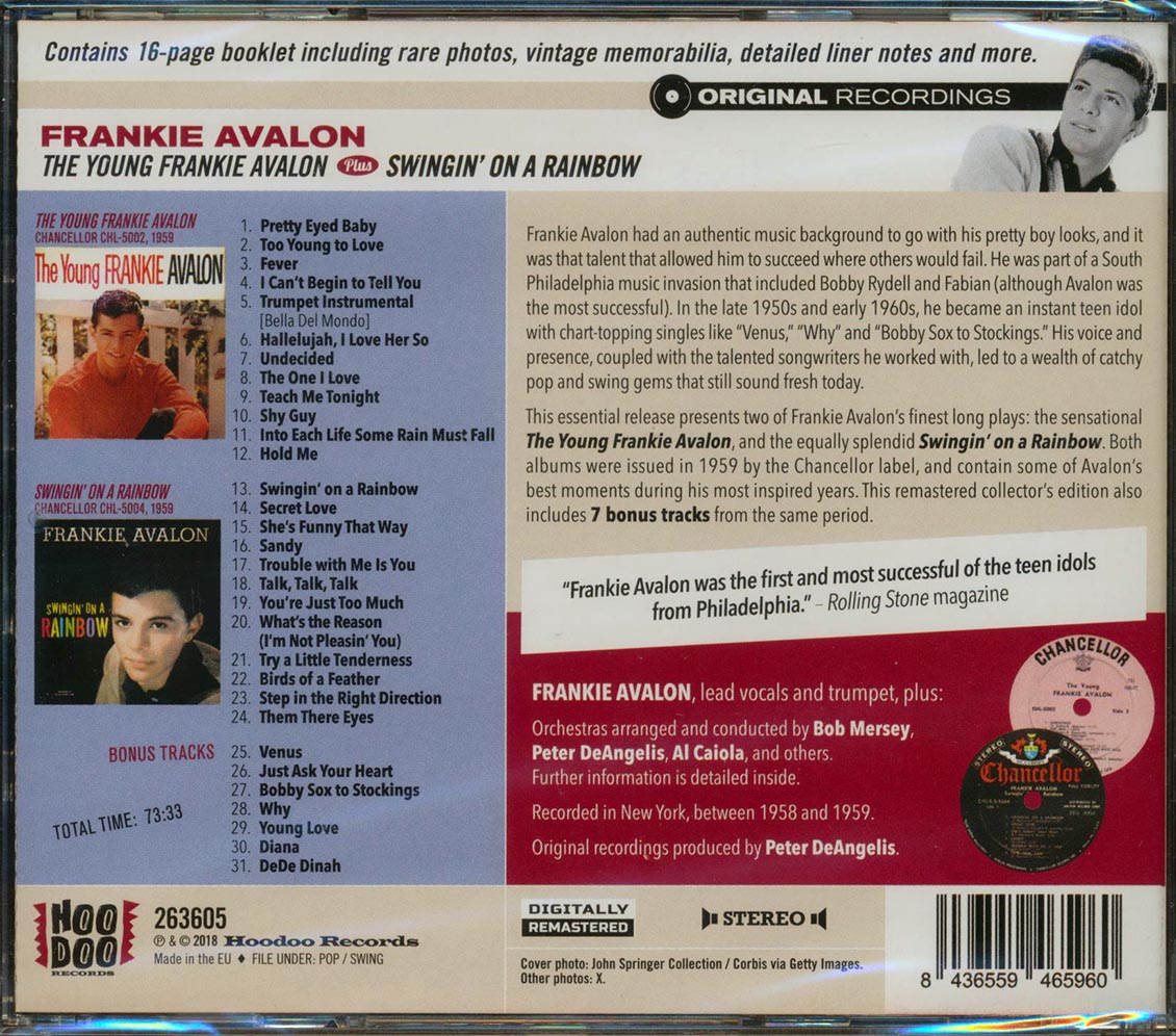 Frankie Avalon - The Young Frankie Avalon + Swingin' On A Rainbow (2 albums on 1 CD) (31 tracks) (incl. 16-page booklet) (remastered)