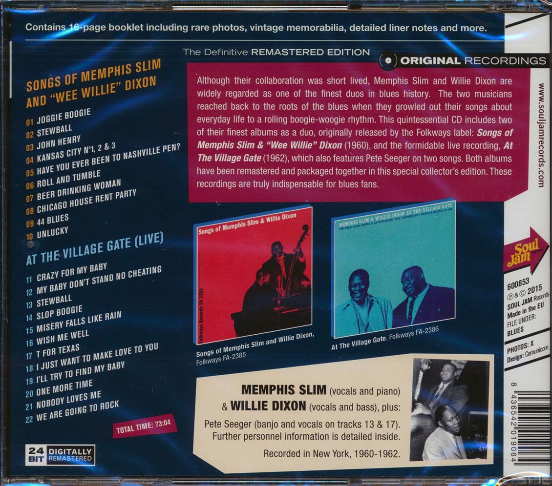 Memphis Slim, Willie Dixon - Songs Of Memphis Slim & Willie Dixon + At The Village Gate (2 albums on 1 CD) (22 tracks) (incl. 16-page booklet) (24-bit mastering) (remastered)