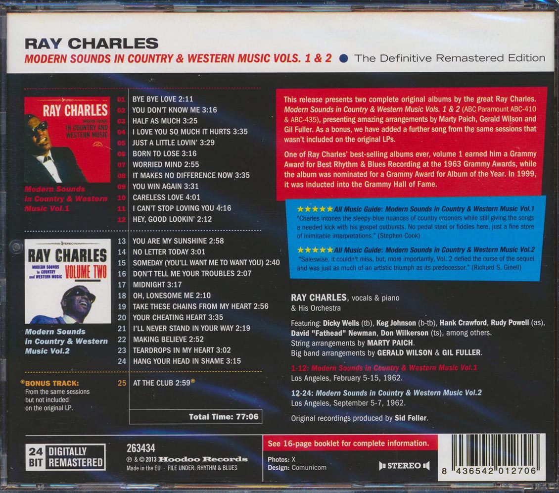 Ray Charles - Modern Sounds In Country And Western Music Vol. 1 + Vol. 2 (2 albums on 1 CD) (25 tracks) (incl. 16-page booklet) (remastered) (24-bit mastering)