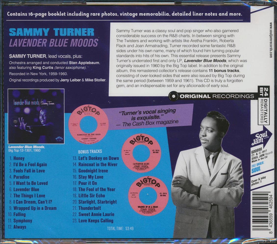 Sammy Turner - Lavender Blue Moods (23 tracks) (+11 bonus tracks) (incl. 16-page booklet) (remastered) (24-bit mastering)