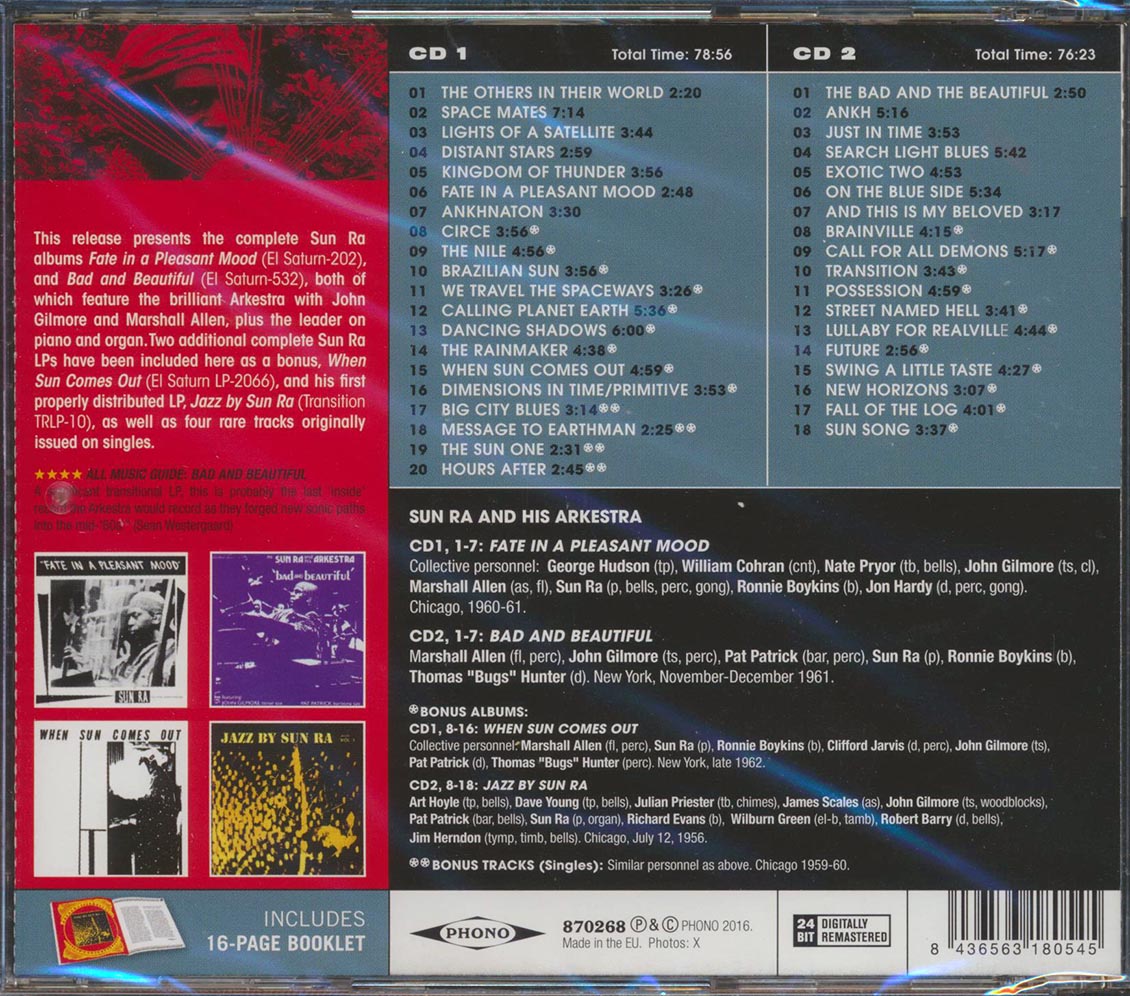 Sun Ra - Fate In A Pleasant Mood + Bad And Beautiful + When Sun Comes Out + Jazz By Sun Ra (4 albums on 2 CDs) (38 tracks) (incl. 16-page booklet) (remastered) (24-bit mastering)