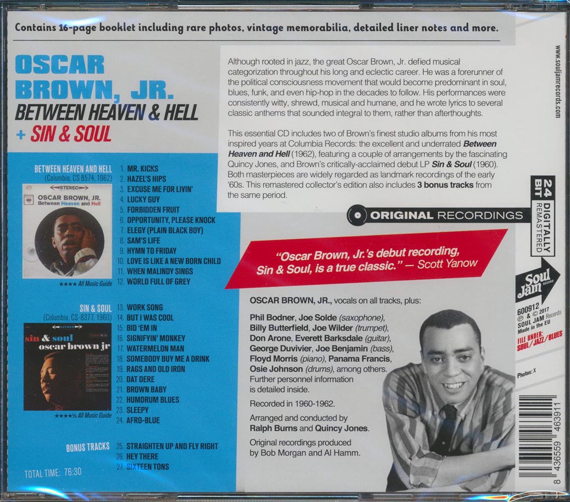 Oscar Brown, Jr. - Between Heaven & Hell + Sin & Soul (2 albums on 1 CD) (27 tracks) (incl. 16-page booklet) (remastered) (24-bit mastering)