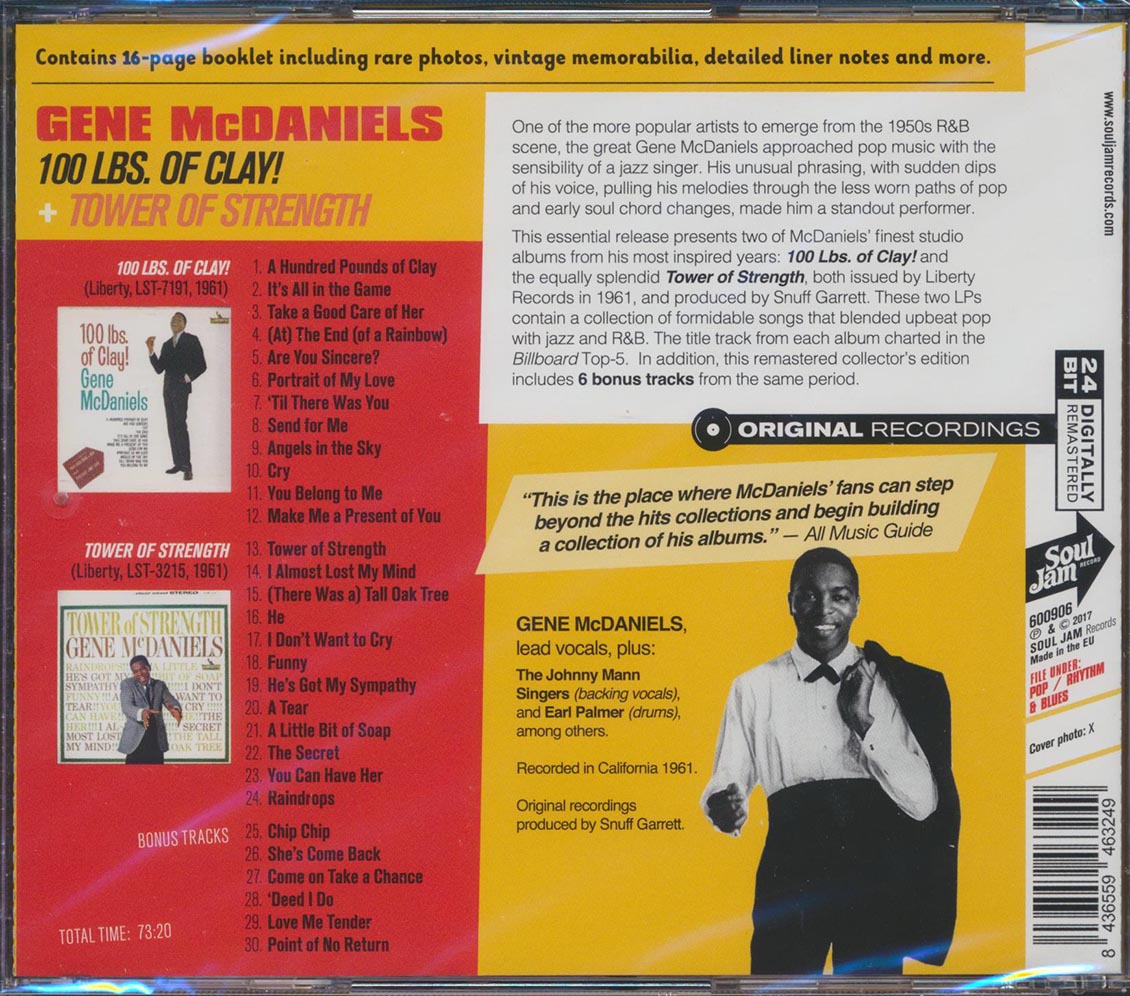 Gene McDaniels - 100 Lbs. Of Clay + Tower Of Strength (2 albums on 1 CD) (30 tracks) (incl. 16-page booklet) (remastered) (24-bit mastering)