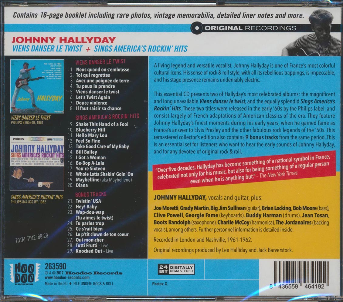 Johnny Hallyday - Viens Danser Le Twist + Sings America's Rockin' Hits (2 albums on 1 CD) (29 tracks) (incl. 16-page booklet) (24-bit mastering) (remastered)