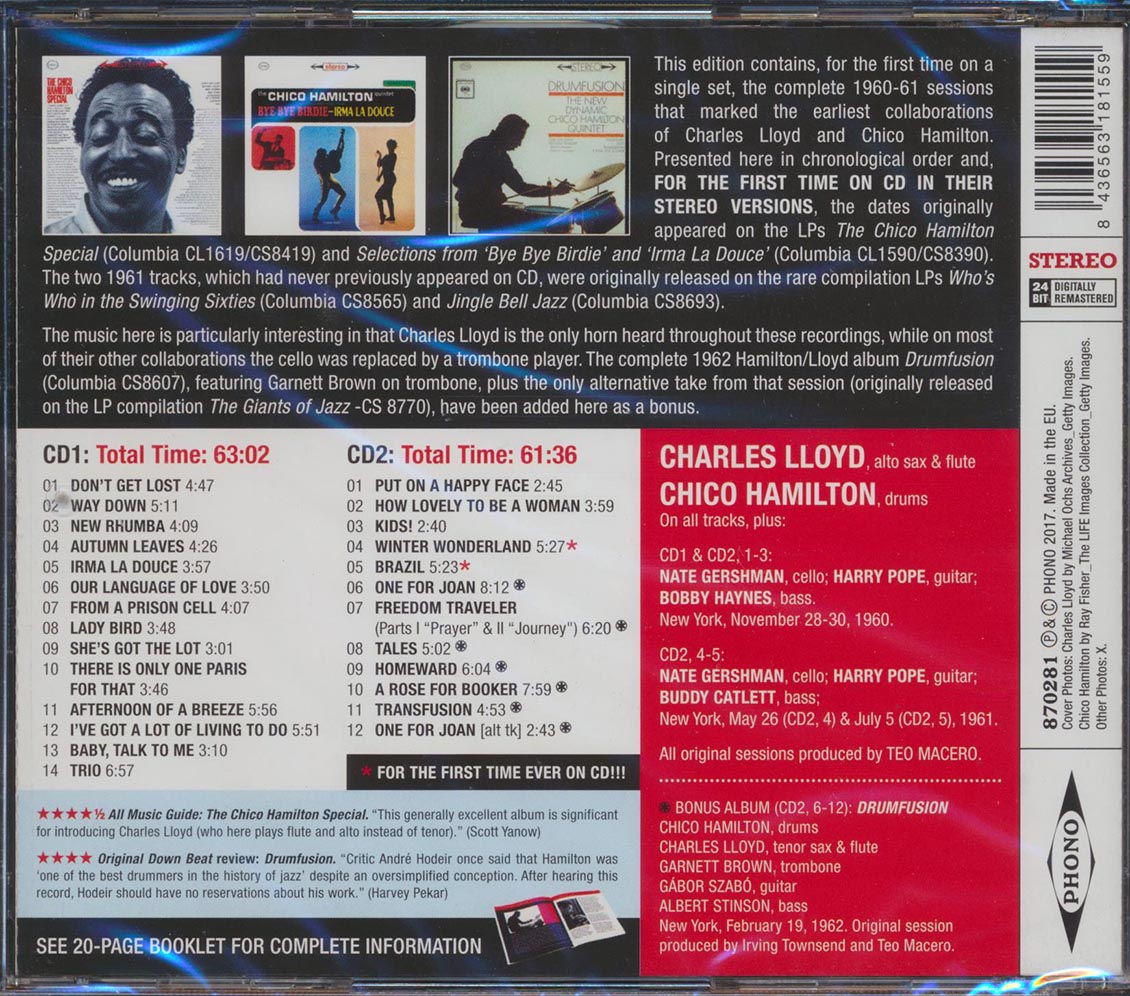 Charles Lloyd, Chico Hamilton - The Complete 1960-61 Sessions (3 albums on 2 CDs) (26 tracks) (2xCD) (incl. 20-page booklet) (24-bit mastering) (remastered)