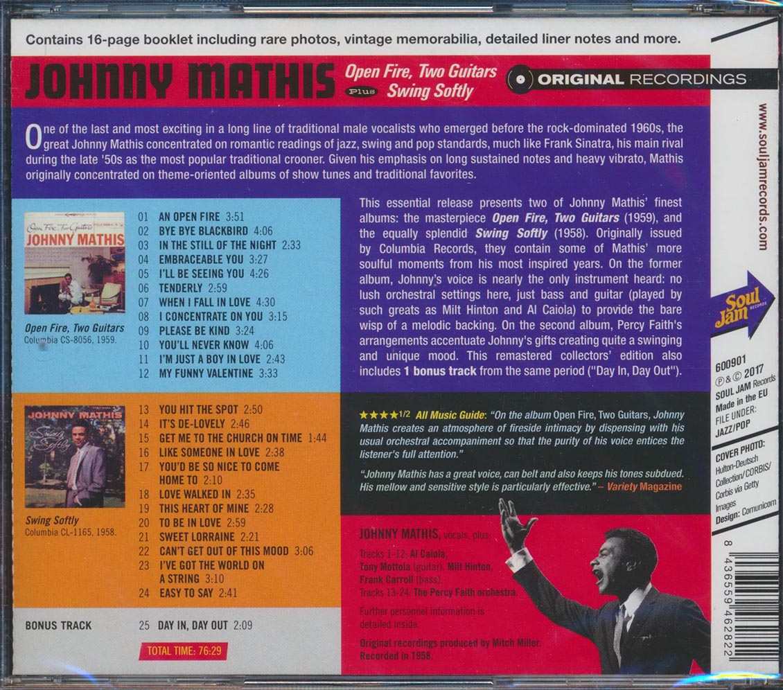 Johnny Mathis - Open Fire, Two Guitars + Swing Softly (2 albums on 1 CD) (25 tracks) (incl. 16-page booklet) (remastered)