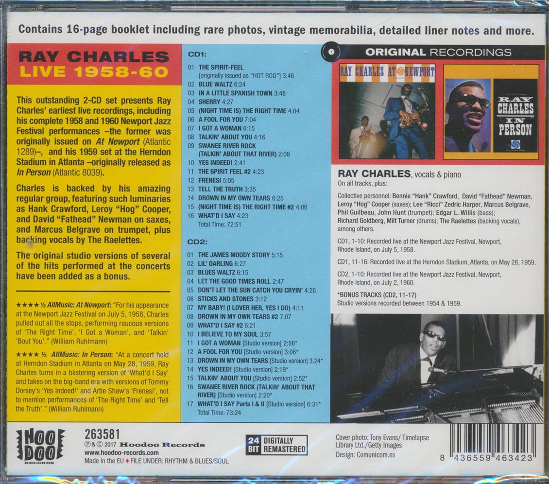 Ray Charles - Live 1958-60 (33 tracks) (2xCD) (incl. 16-page booklet) (remastered) (24-bit mastering)