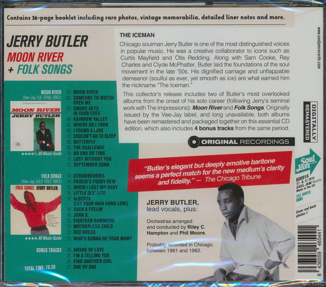 Jerry Butler - Moon River + Folk Songs (2 albums on 1 CD) (27 tracks) (incl. 16-page booklet) (remastered)