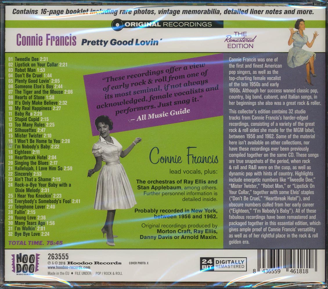 Connie Francis - Pretty Good Lovin': Her Exciting Rock 'N' Roll And R&B Recordings 1956-1962 (32 tracks) (incl. 16-page booklet) (remastered) (24-bit mastering)