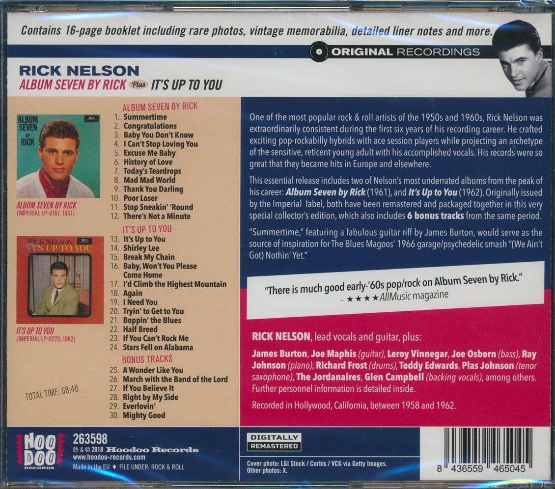 Rick Nelson - Album Seven By Rick + It's Up To You (2 albums on 1 CD) (30 tracks) (incl. 16-page booklet) (remastered)