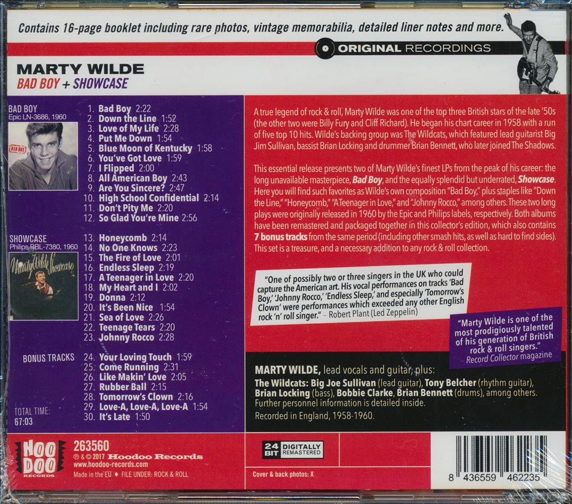 Marty Wilde - Bad Boy + Showcase (2 albums on 1 CD) (30 tracks) (incl. 16-page booklet) (remastered) (24-bit mastering)