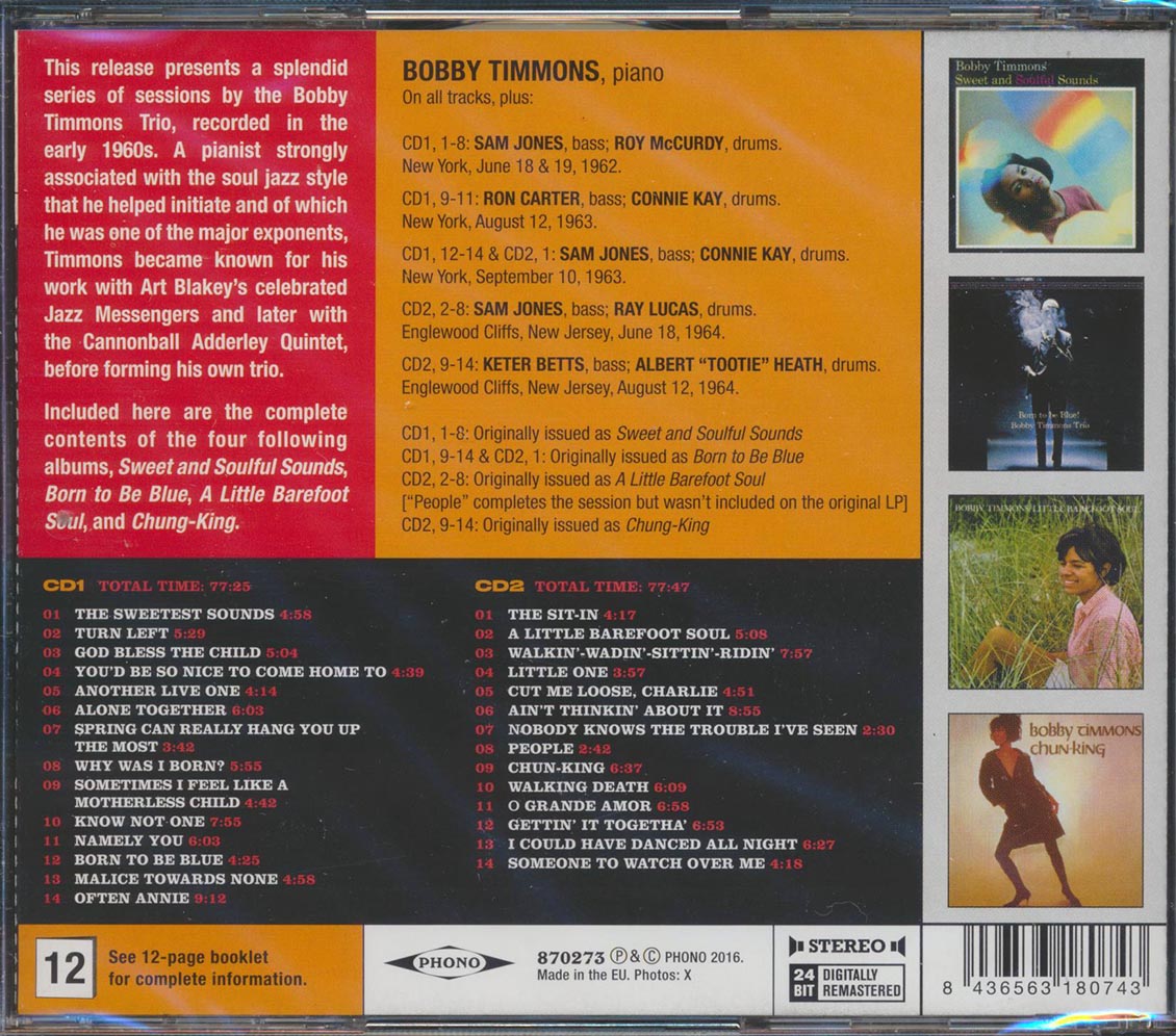 Bobby Timmons Trio - The Sweetest Sounds: Classic 1960s Studio Sessions (4 albums on 2 CDs) (28 tracks) (2xCD) (incl. 12-page booklet) (24-bit mastering) (remastered)