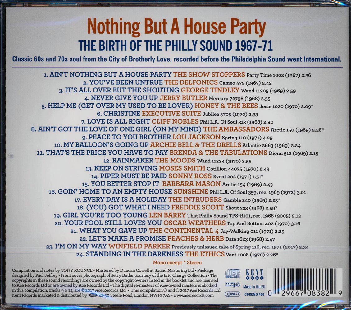 Jerry Butler, The Show Stoppers, The Delfonics, Etc. - Nothing But A House Party: The Birth Of The Philly Sound 1967-71 (24 tracks) (incl. large booklet) (remastered)
