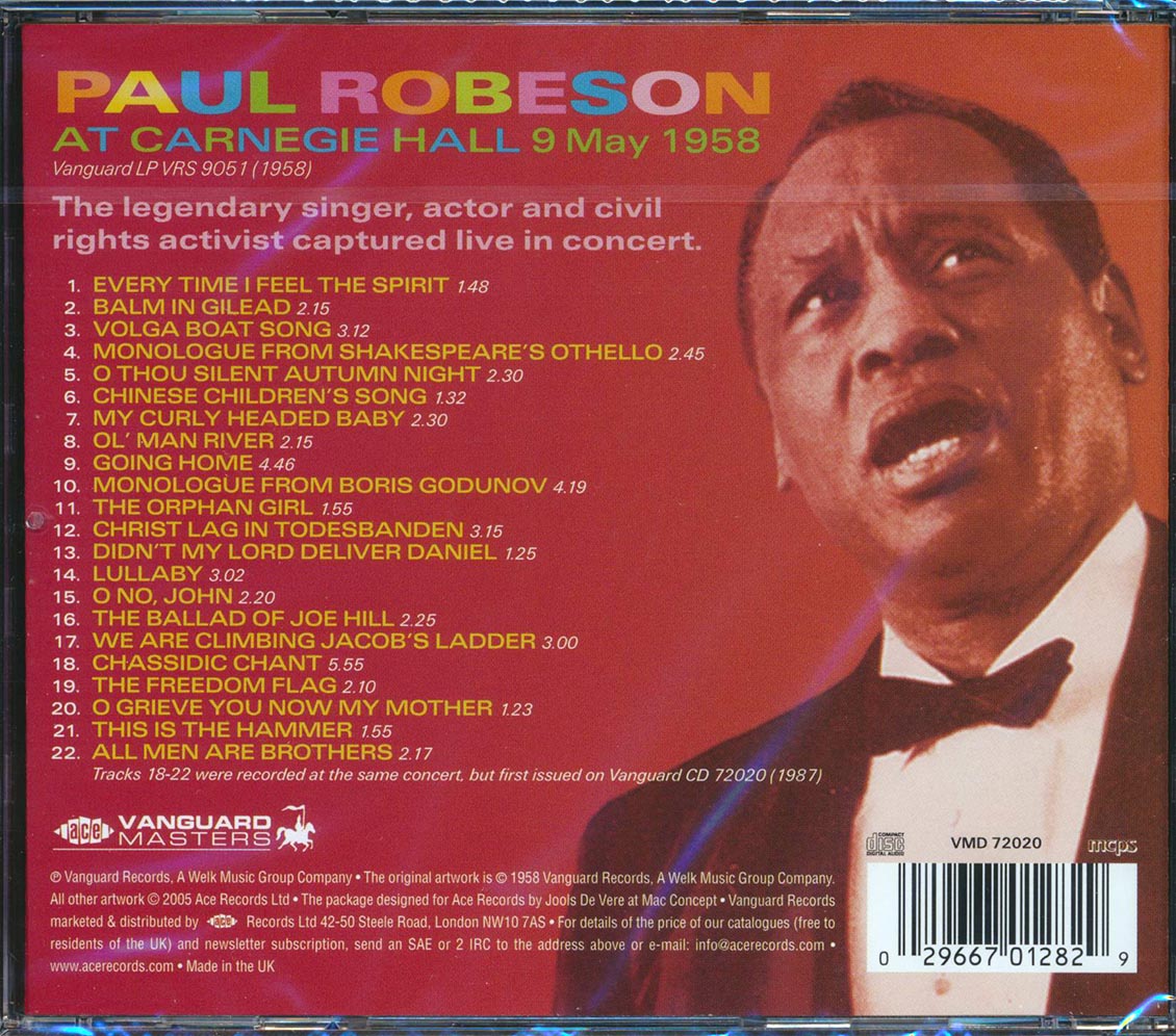 Paul Robeson - At Carnegie Hall (22 tracks) (+ 6 bonus tracks) (remastered)