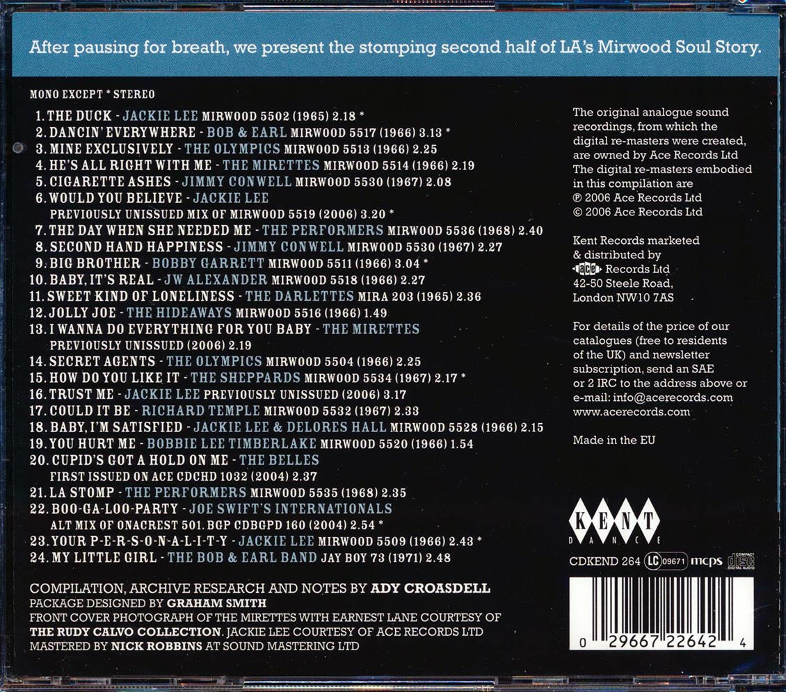 Jackie Lee, The Olympics, The Mirettes, The Hideaways, Etc. - The Mirwood Soul Story Volume 2 (24 tracks) (incl. large booklet)