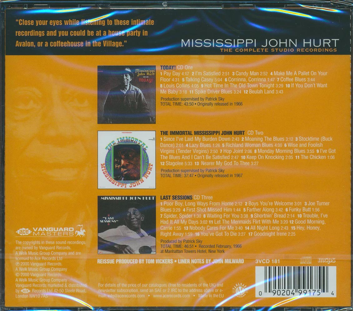 Mississippi John Hurt - The Complete Studio Recordings (42 tracks) (3xCD) (remastered)