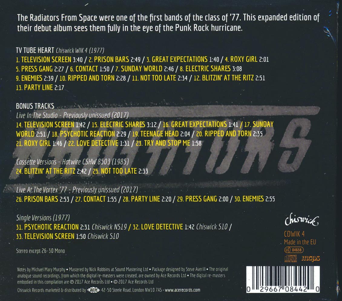 The Radiators From Space - TV Tube Heart: 40th Anniversary Edition (33 tracks) (deluxe 3-fold digipak) (remastered) (expanded edition (remastered))