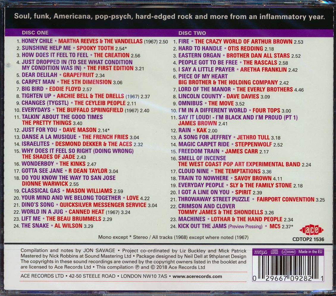 Jethro Tull, Spirit, The Kinks, Spooky Tooth, Etc. - Jon Savage's 1968: The Year The World Burned (48 tracks) (2xCD) (incl. large booklet) (remastered)