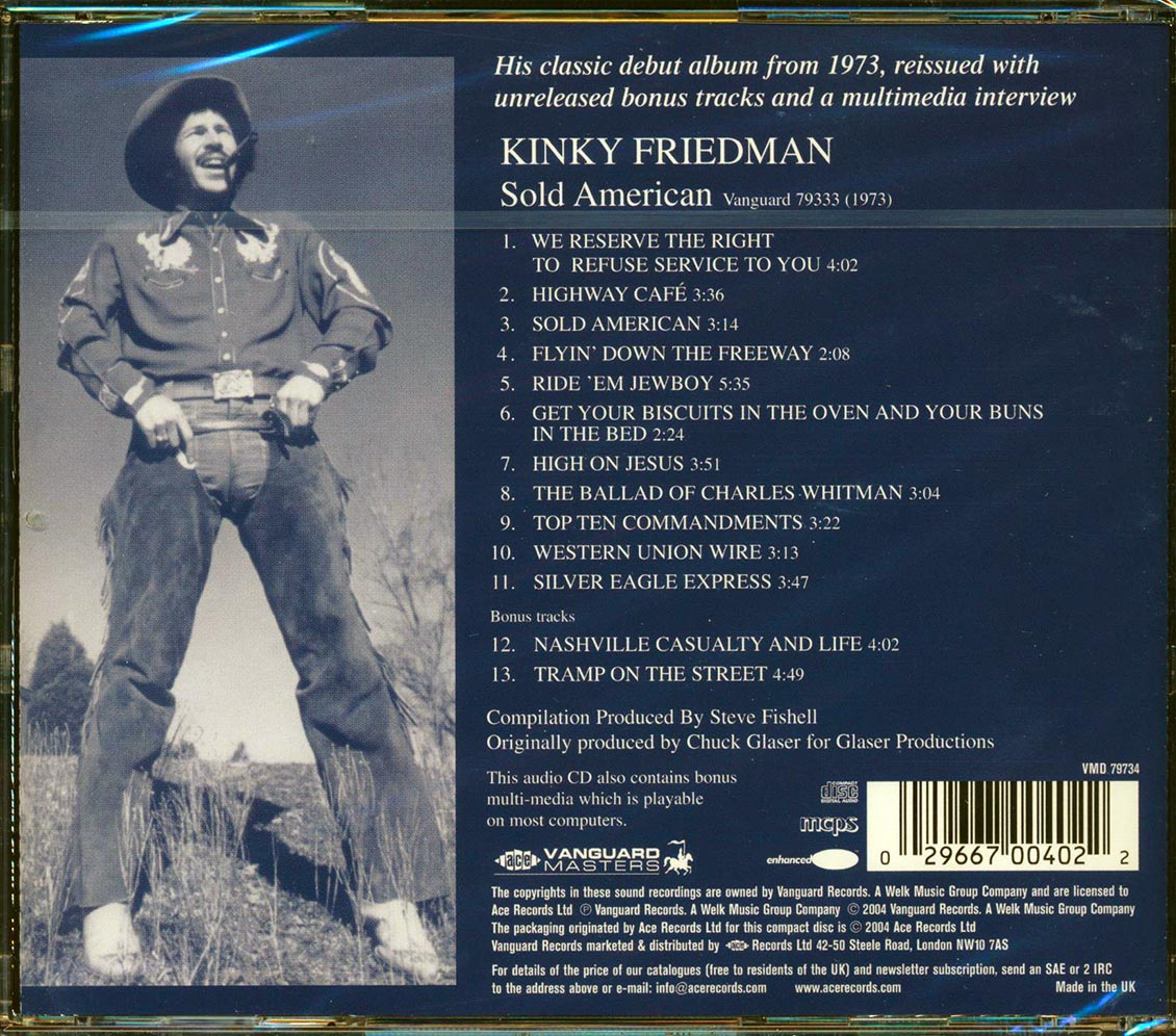 Kinky Friedman - Sold American: 30th Anniversary Edition (+ 3 bonus tracks) (incl. large booklet) (remastered)
