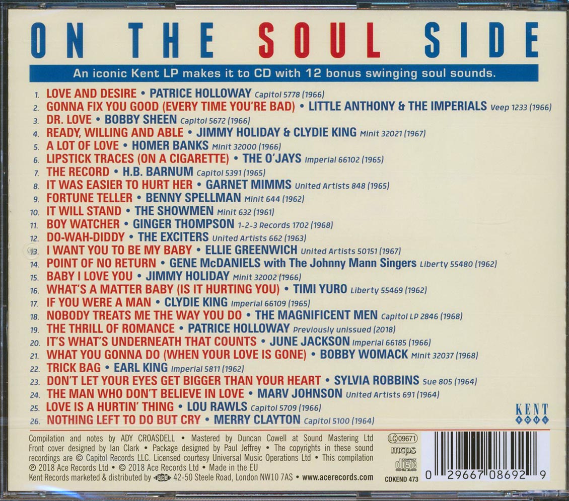 Earl King, Lou Rawls, Bobby Womack, Etc. - On The Soul Side: 26 Soul Grooves (26 tracks) (+ 13 bonus tracks) (incl. large booklet) (remastered)