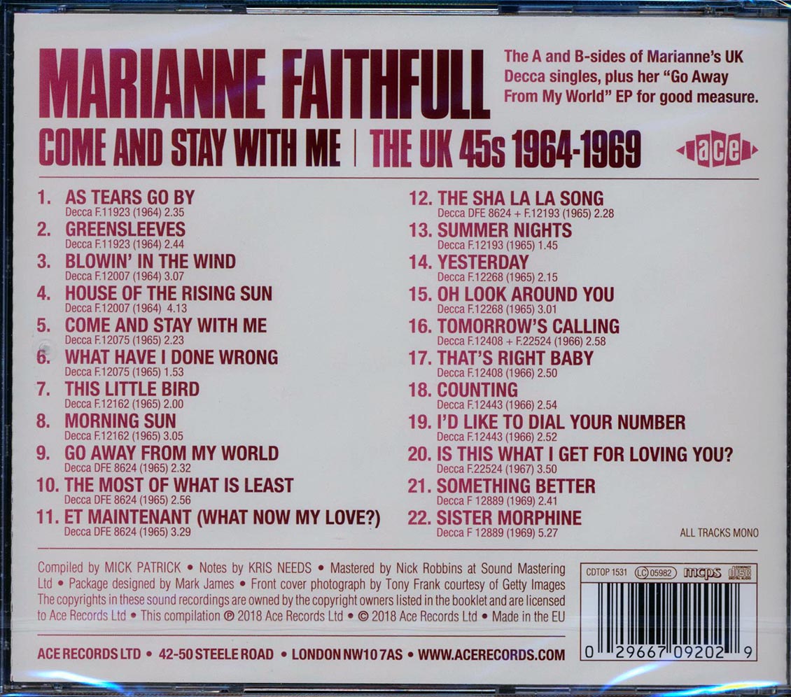 Marianne Faithfull - Come And Stay With Me: The UK 45s 1964-1969 (22 tracks) (incl. large booklet) (remastered)