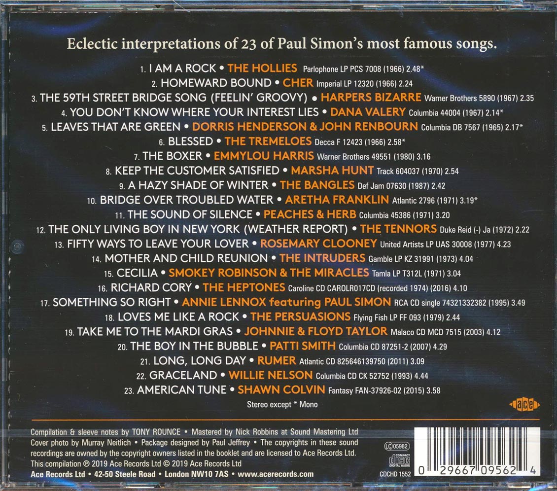 Aretha Franklin, The Hollies, Willie Nelson, Cher, Etc. - American Tunes: Songs By Paul Simon (23 tracks) (incl. large booklet) (remastered)